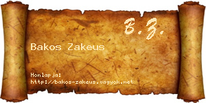Bakos Zakeus névjegykártya